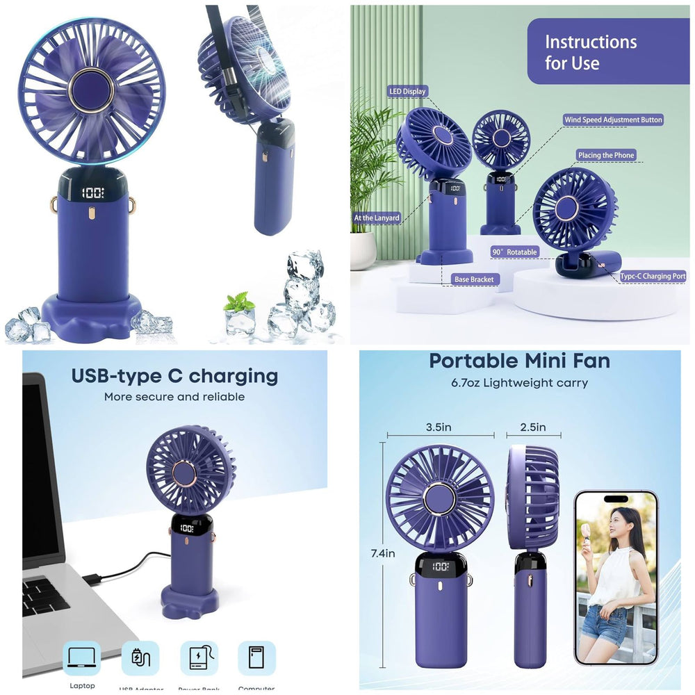 5-in-1 Digital Display Portable Mini Fan