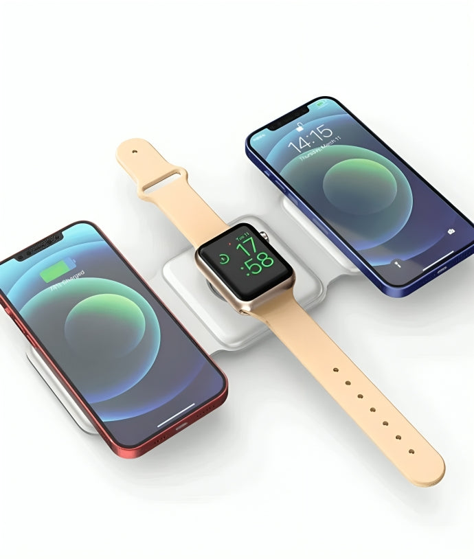 3 in 1 Magnetic Foldable Wireless Charging Station | 15W Fast Charger