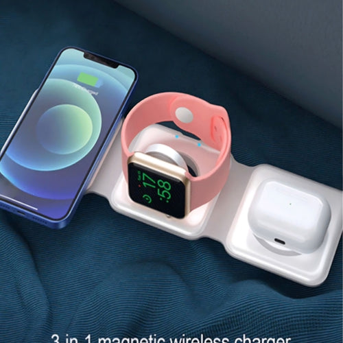 3 in 1 Magnetic Foldable Wireless Charging Station | 15W Fast Charger